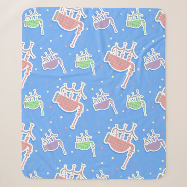 pastel pink bagpipes sherpa blanket (Front)