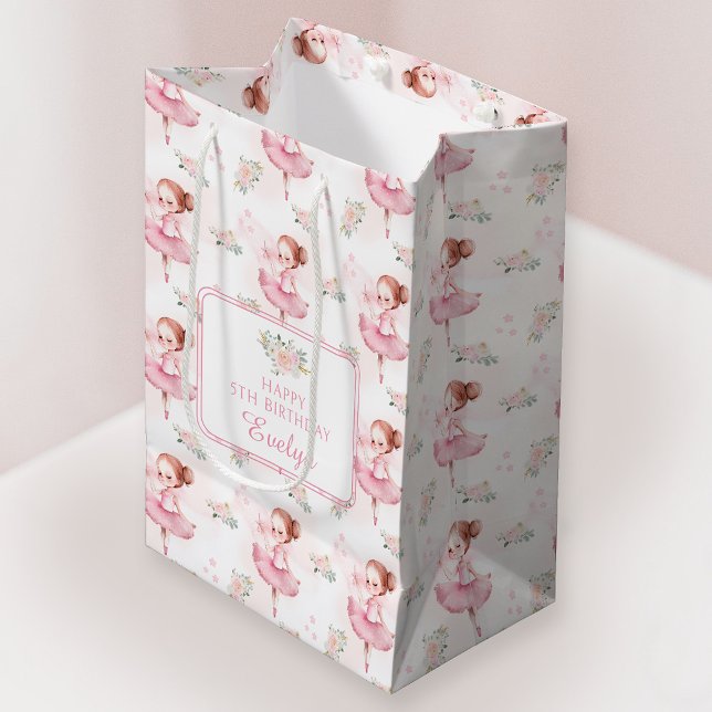Pastel pink ballerina birhtday paper gift bags (Creator Uploaded)