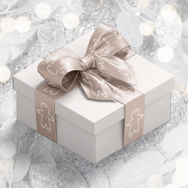 Pastel Pink Beige D2AFA1 Gingerbread Men  Satin Ribbon (Pastel Pink Beige D2AFA1 Gingerbread Men Satin Ribbon)