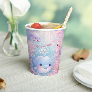 Pastel Pink Birthday Girl Under the Sea Party Paper Cups