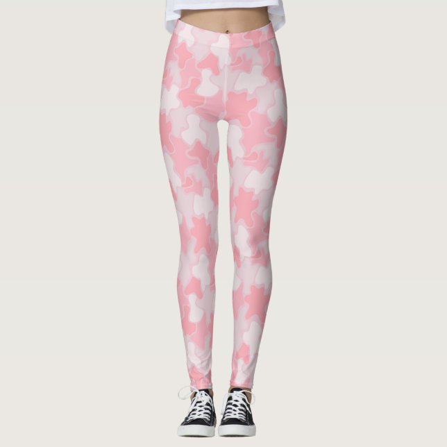Pastel Pink Blobs Pattern Leggings (Front)