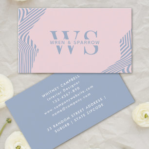 Pastel Pink & Blue Abstract Trendy Monogram Modern Business Card