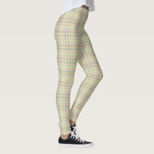 Pastel Pink, Blue and Green Plaid Leggings