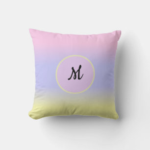 Pastel Pink Blue and Yellow w/Monogram Cushion
