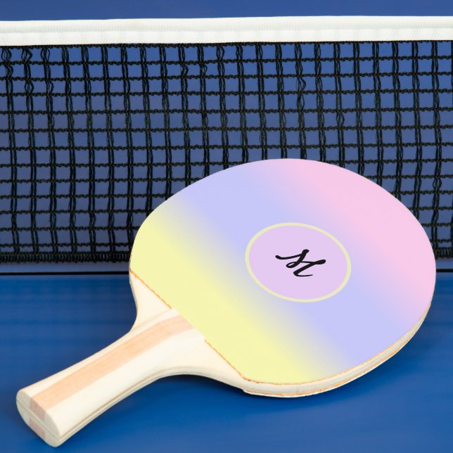 Pastel Pink Blue and Yellow w/Monogram Ping Pong Paddle (Insitu)