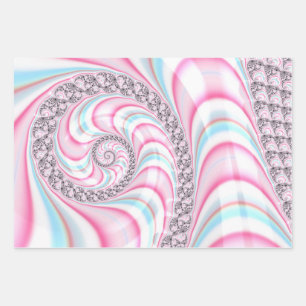 Pastel Pink Blue Candy Cane Spiral Fractal Wrapping Paper Sheet