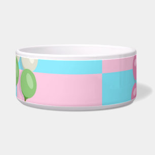 Pastel Pink Blue Chequered Dango Ceramic Pet Bowl