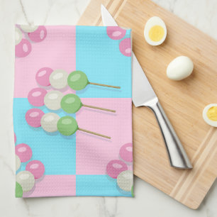 Pastel Pink Blue Chequered Dango Kitchen Towels