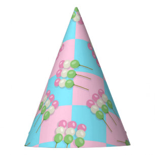 Pastel Pink Blue Chequered Dango Party Hat