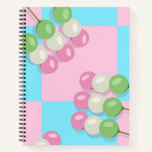 Pastel Pink Blue Chequered Dango Spiral Notebook
