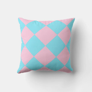 Pastel Pink Blue Chequered Dango Throw Pillow