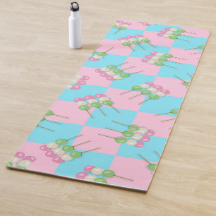 Pastel Pink Blue Chequered Dango Yoga Mat