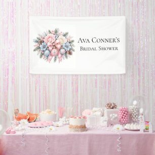 Pastel Pink Blue Christmas Bridal Shower Welcome Banner