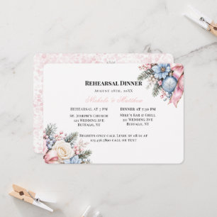 Pastel Pink Blue Christmas Rehearsal Dinner Invitation