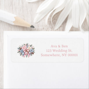 Pastel Pink Blue Christmas Wedding Address Labels