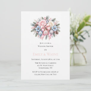 Pastel Pink Blue Christmas Wedding Shower Invitation