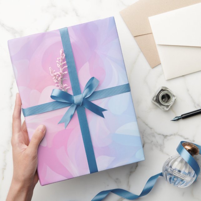 Pastel Pink Blue Dream Fade White Abstract Pattern Wrapping Paper (Gifting)