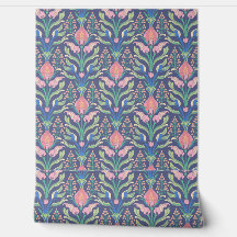 Pastel Pink Blue Floral Art Nouveau
