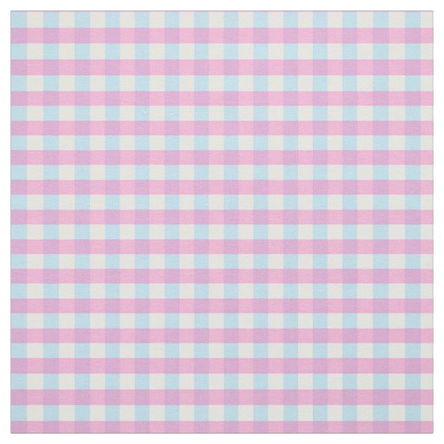 Pastel Pink Blue Gingham Plaid Check Fabric (Swatch)