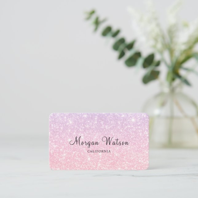 Pastel Pink Blue Glittery   Business Card (Standing Front)