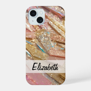 Pastel Pink Blue Gold Glitter iPhone 15 Case