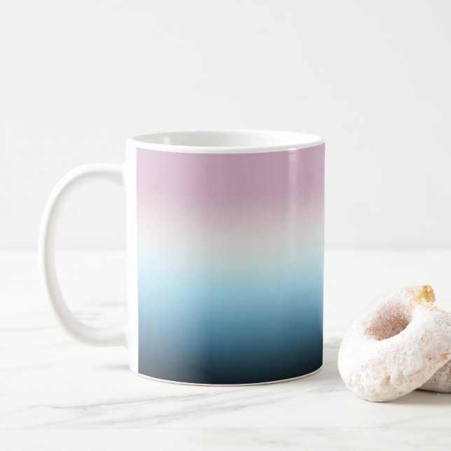  Pastel Pink & Blue Gradient Indigo Rose Ombre Coffee Mug (With Donut)