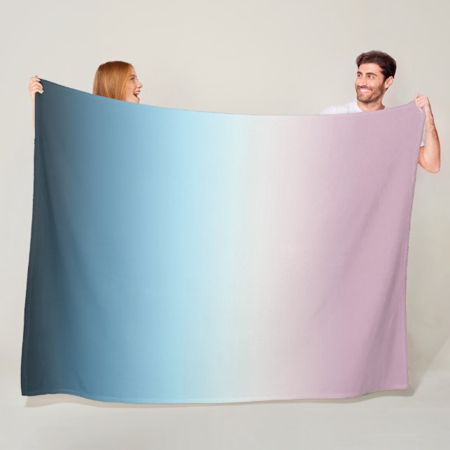 Pastel Pink & Blue Gradient Indigo Rose Ombre Fleece Blanket (In Situ)