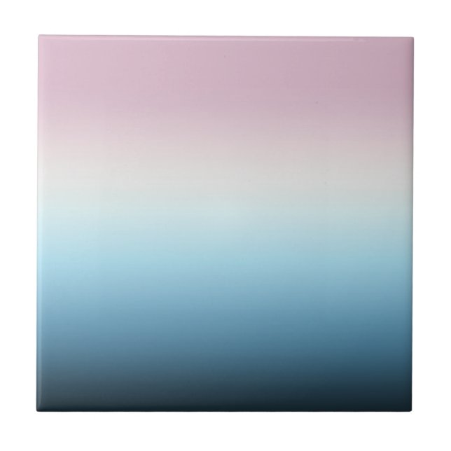 Pastel Pink & Blue Gradient Indigo Rose Ombre Tile (Front)