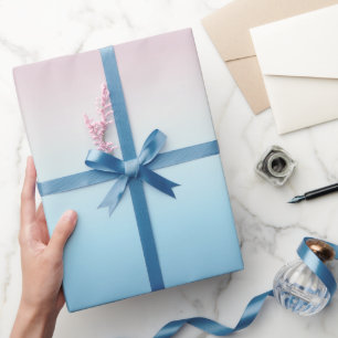 Pastel Pink & Blue Gradient Indigo Rose Ombre   Wrapping Paper