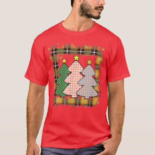 Pastel Pink Blue Green Christmas Trees on Yellow P T-Shirt