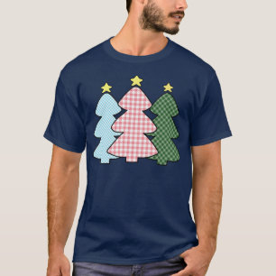 Pastel Pink Blue Green Christmas Trees T-Shirt