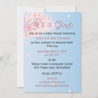 Pastel Pink Blue Green Pregnant Baby Girl Shower Invitation