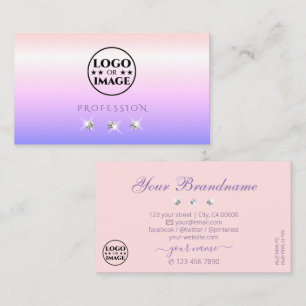 Pastel Pink Blue Ombre Sparkling Diamonds Add Logo Business Card