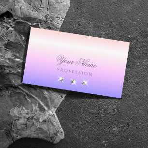 Pastel Pink Blue Ombre Sparkling Diamonds Elegant Business Card