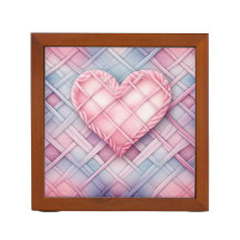 PASTEL PINK & BLUE PLAID HEART PATTERN