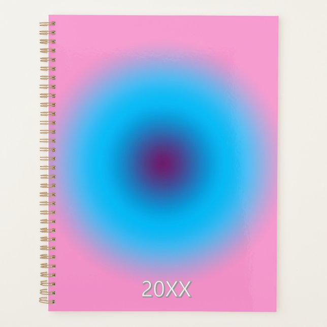 Pastel Pink & Blue Radial Ombre Gradient Custom Planner (Front)