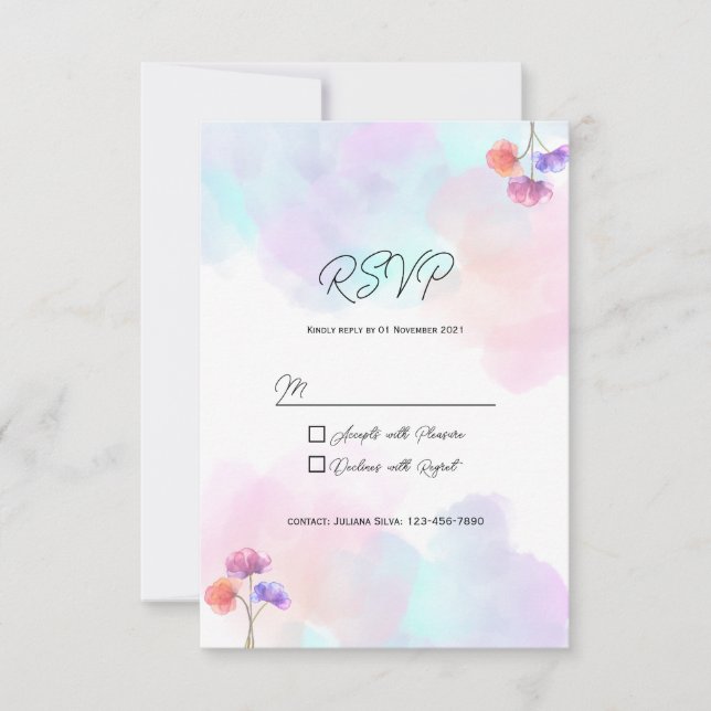 Pastel Pink & Blue Wedding RSVP Cards (Front)