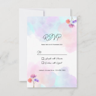 Pastel Pink & Blue Wedding RSVP Cards