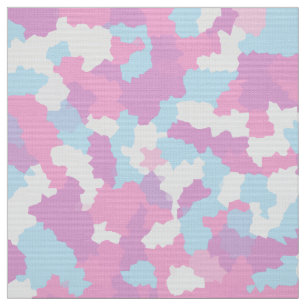Pastel Pink Blue White Feminine Camouflage Fabric