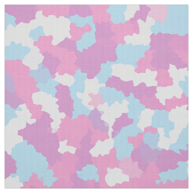 Pastel Pink Blue White Feminine Camouflage Fabric (Swatch)