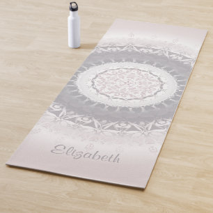 Pastel Pink Blush Mandala Monogram Yoga Mat