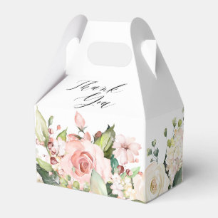 Pastel Pink Blush Rose Floral Botanical Wedding Favour Box
