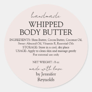 Pastel Pink Body Butter Organic Business Classic Round Sticker