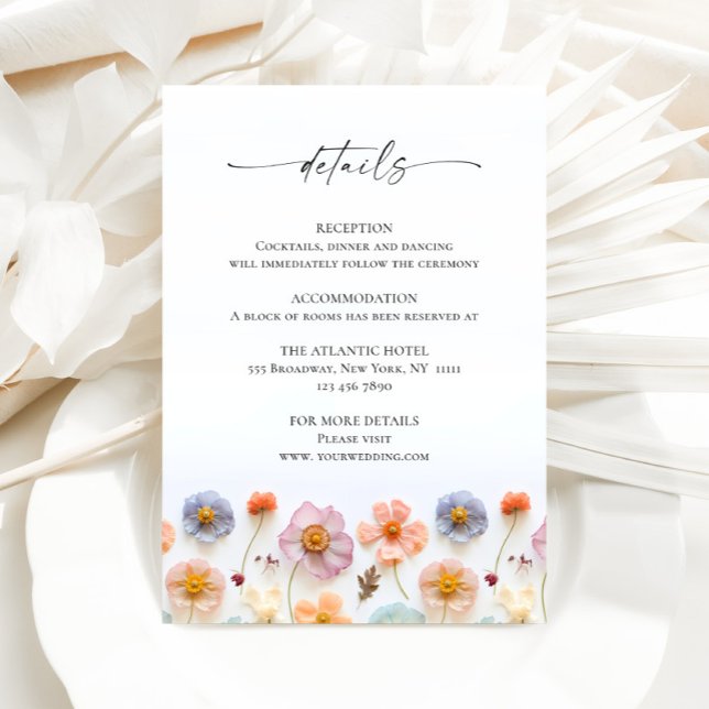 Pastel Pink Bohemian Wildflower Wedding Details Enclosure Card (Creator Uploaded)