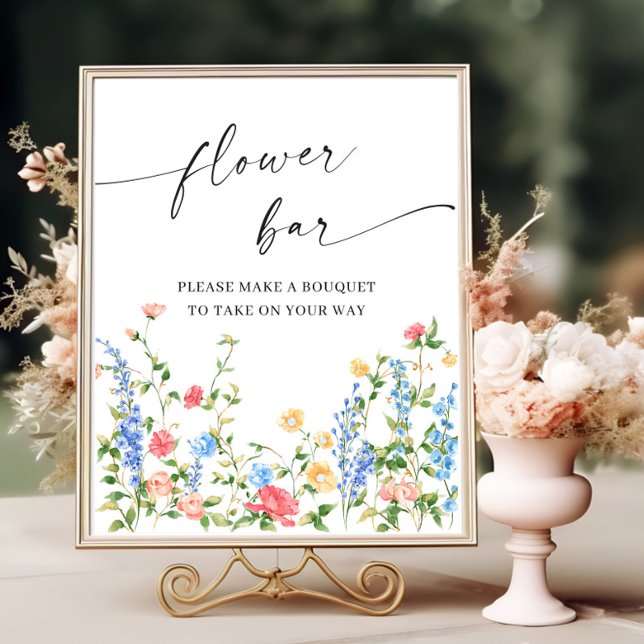 Pastel Pink Bohemian Wildflowers Flower Bar Poster (Creator Uploaded)