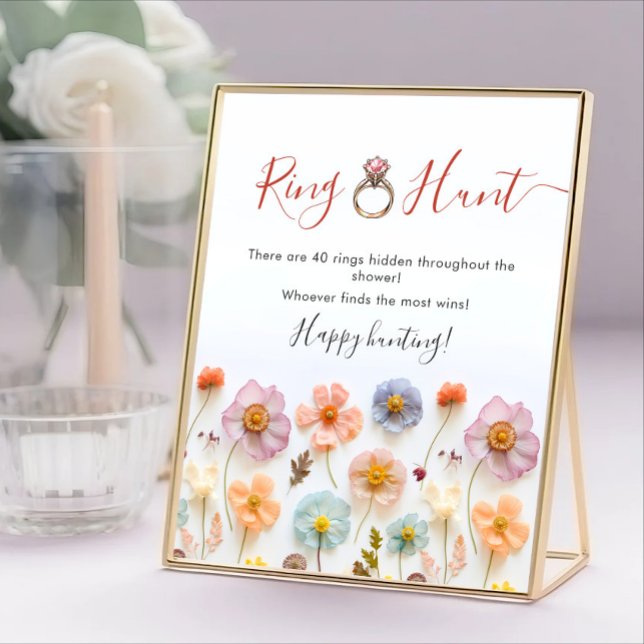 Pastel Pink Bohemian Wildflowers Ring Hunt Sign (Creator Uploaded)