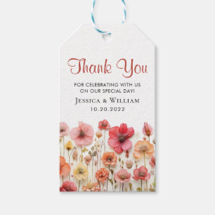 Pastel Pink Bohemian Wildflowers Wedding Gift Tags