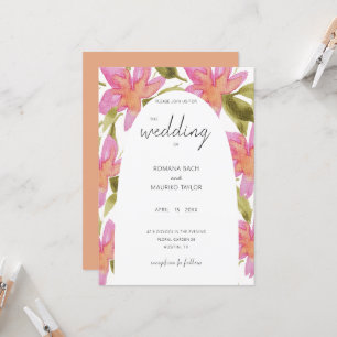Pastel Pink Boho Watercolor Flowers Invitation