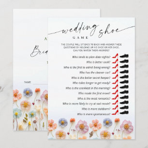 Pastel Pink Boho Wildflowers Bridal Game Card