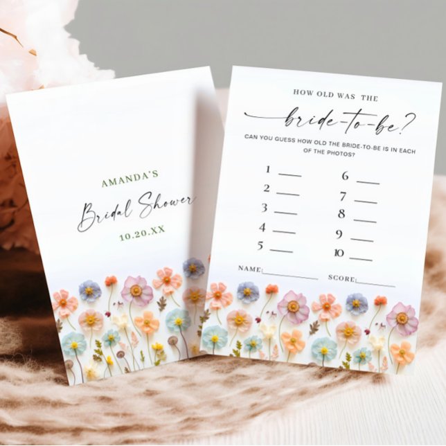 Pastel Pink Boho Wildflowers Bridal Game Card (Creator Uploaded)